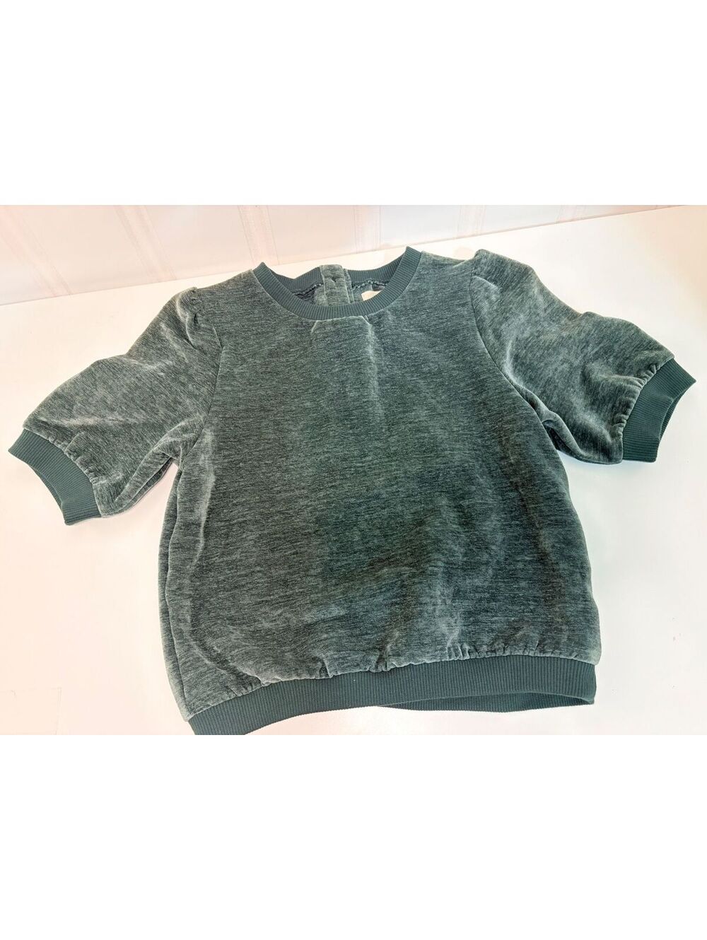 Velour Green Vignette Blouse 6Y